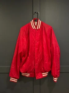 MAC Tools Vintage Varsity Jacket Red XL Mens Regular Snap Front Workwear Coat - Picture 1 of 4