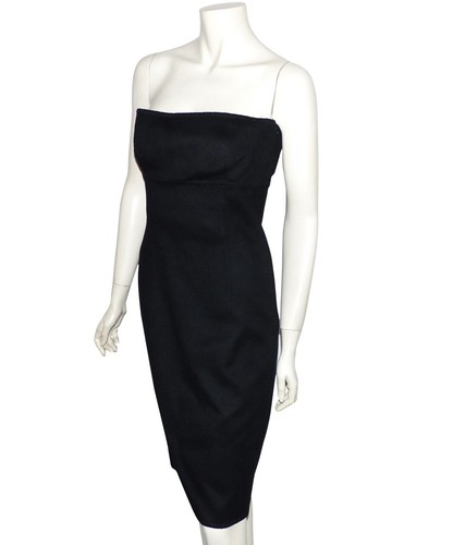 VALENTINO ROBE BUSTIER NOIRE LAINE ET CACHEMIRE Valentino black dress