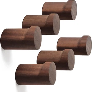 Wood Wall Hooks 6 Pack, Natural Wooden Coat Hooks Wall Mounted, Handmade Rustic - Picture 1 of 12
