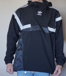 Super Rare Vintage Adidas Originals Jacket Anorak Black White Shell XL - Picture 1 of 15