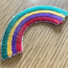 RAINBOW embroidered sew-on patch COLORFUL ARC green yellow purple red 4" INCHES