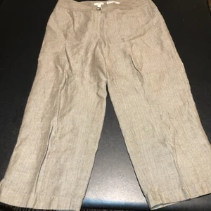 J Jill Brown Linen Blend Genuine Fit Lightweight Capri Pants Size 6 Petite - Picture 1 of 10