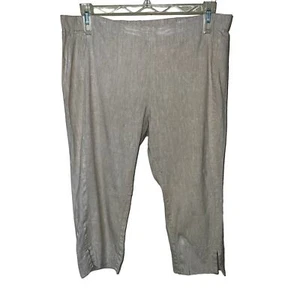 Pantalones J. Jill Mujer Grandes Pequeños Lino Cortos Capri Tostado Caqui Playa Vacay LP 14P - Imagen 1 de 9