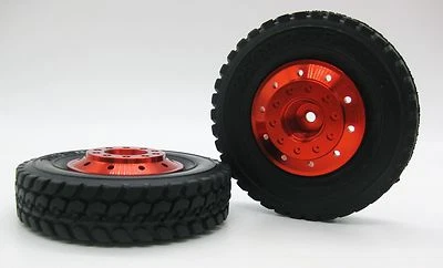 1/14 Front aluminum wheels rim Tires set 2pcs for RC Tamiya 1/14 Tractor Truck - Image 1 of 4