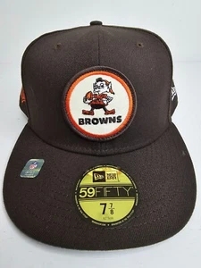 Cappello berretto Cleveland Browns NFL New Era 59Fifty storico sul campo taglia 7-7/8 NUOVO - Foto 1 di 18