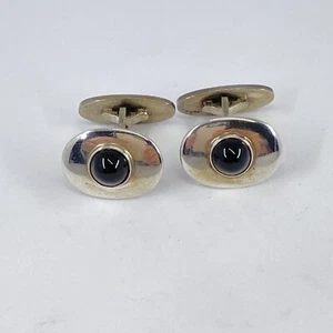 Georg Jensen Silver Cufflinks #203a Authentic sterling Denmark 925 Stone - Picture 1 of 8