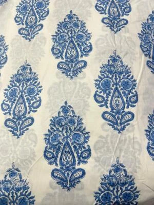2.5 Yard Hand Block Print Handmade Cotton Indian Natural Sanganeri Print Fabric. - Image 1 of 4