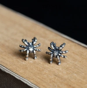 I13 Earring Studs Spider Sterling Silver 925 - Foto 1 di 6