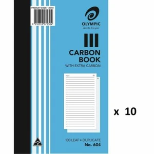 10 x Olympic # 604 Carbon Book Duplicate Numbered Ruled 200mm x 125mm 140851 - Picture 1 of 1