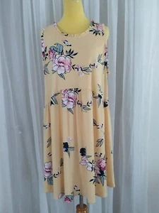 Eyeshadow Dress Womens 2X Yellow Shift Floral Sleeveless Round Neck Sundress - Picture 1 of 11