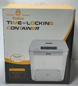 Safe Time Locking Container Medium White Timer Lid w/ Clear Base 1 Min-10 Days! - Picture 1 of 5