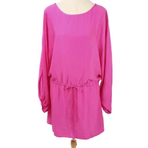 CHASENSULLY Fuchsia Pink Drawstring Waist Blouson Dress Women's Size S/M - Picture 1 of 4