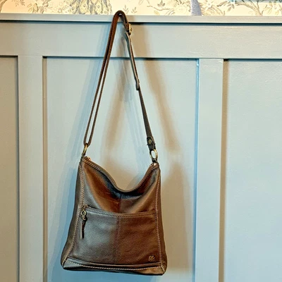 Bolso de Hombro The SAK Guijarro Cuero Suave Marrón Bolso Cierre con Cremallera Foto 1 de 4