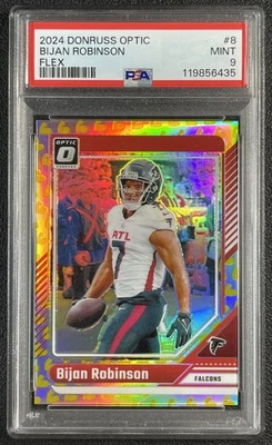 BIJAN ROBINSON PSA 9 2024 PANINI DONRUSS OPTIC #8 FLEX PRIZM 48/149 FALCONS - Image 1 of 2