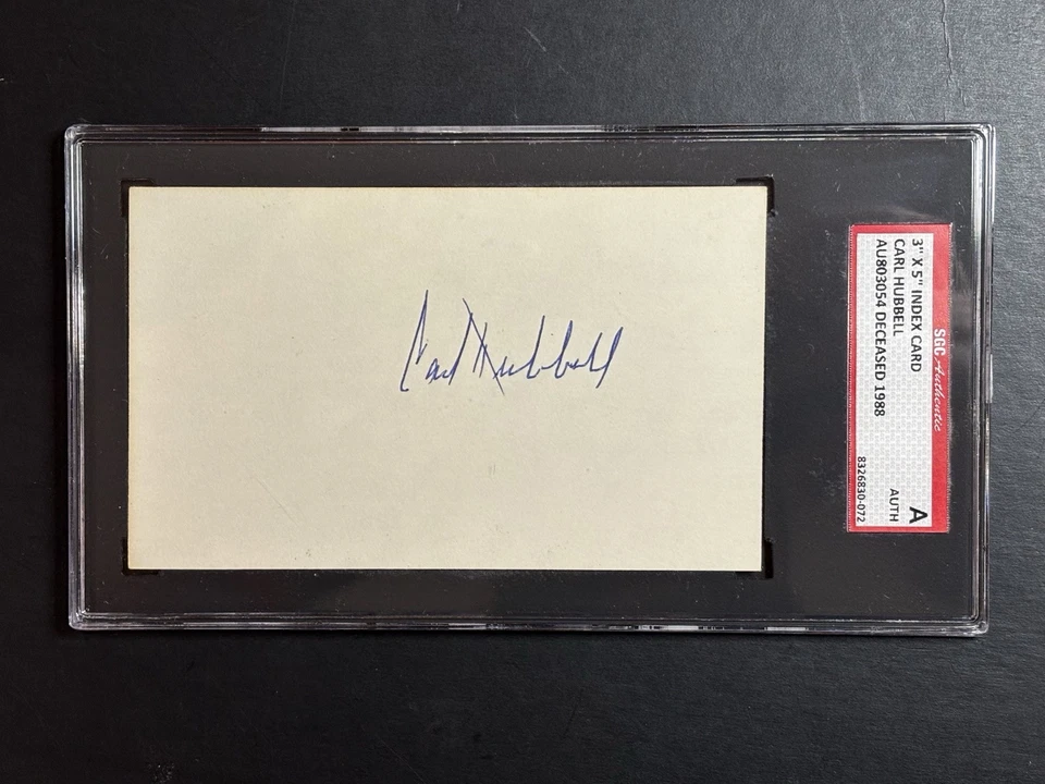 Carl Hubbell Signed 3x5 Index Card Giants HOF AUTO SGC  - Image 1 of 1
