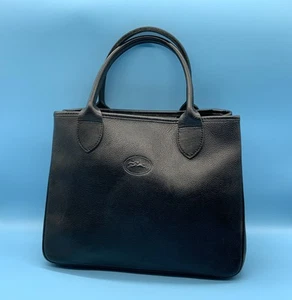 LONGCHAMP TOTE BLACK HANDBAG VINTAGE MADE IN FRANCE GENUINE EXCELLENT! - Picture 1 of 7