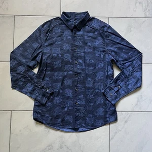 Paul Smith Hemd Large Blau Herren Knopfleiste Modern Fit Safari Tiere Sahara - Bild 1 von 15
