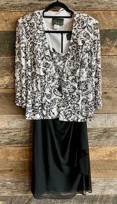 Alex Evenings Conjunto Chaqueta de Vestir Formal Negro Blanco 2 Piezas Mujer Talla 8 Foto 1 de 4