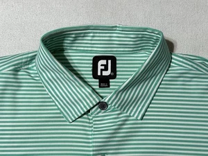 FootJoy FJ Mens 2XL XXL Green Striped Golf Polo Shirt Short Sleeve Logo - Picture 1 of 11