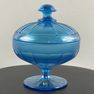 1920er Fenton Celeste blau irisierend Stretchglas bedeckt BonBon Bonbon Bonboniere - Bild 1 von 9