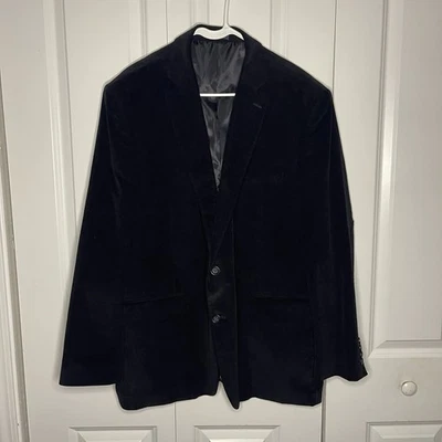 Stafford Corduroy Blazer 48R Elbow Patch Classic Fit 100% Cotton Black Men’s - Image 1 of 4