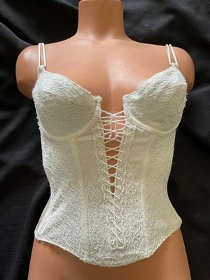 Vintage Christian Dior Corset Beautiful White Top Blouse Corset Bustier Size 34C - Image 1 of 4