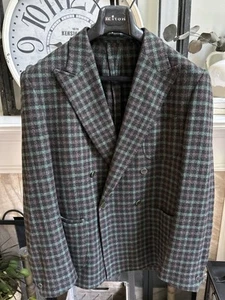 BLVDier men's made to measure double breasted cashmere plaid sport jacket 44L - Picture 1 of 10