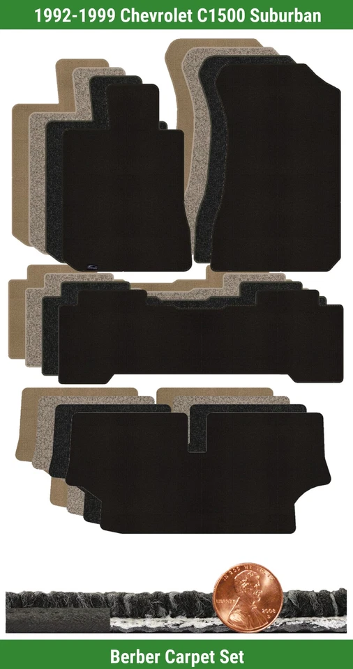 Juego de alfombrillas bereber personalizadas para Chevrolet C1500 Suburban 92-99 (4 piezas) #CPL Foto 1 de 4