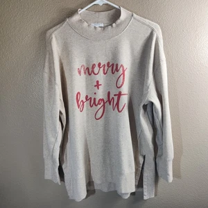 Maurices Wmns |XL| Beige Willowsoft Merry + Bright Funnel Neck Fleece Sweatshirt - Picture 1 of 9