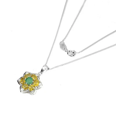 Ожерелье из стерлингового серебра 925 пробы с круглым изумрудом 4 мм сапфиром ювелирное изделие 18 - Изображение 1 из 4