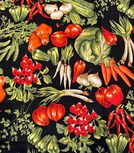 Hoffman International Fabric Assorted Vegetables Black Background 36 x 44” - Picture 1 of 3