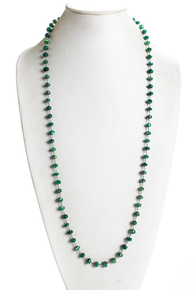 Collar con cuentas de garra de langosta recubierto de plata de ley verde rarezas Foto 1 de 4