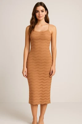 Vestido Walter Baker Nude Vendaje Midi | Talla 8 | Nuevo Sin Etiquetas Boho Foto 1 de 4