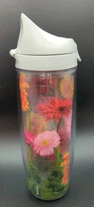 24 oz TERVIS- Large Tumbler,  Flip Top Lid- Gerbera Daisy- Colorful Flowers - Picture 1 of 8