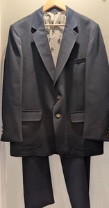 Vintage 70’s JC Penney Polyester Suit Comfort Blazer Black 48R Pants 36x30 Fleur - Picture 1 of 13