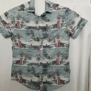 Denim Flower Slim Fit Herren Hemd Hawaii Knopfleiste Freizeit Gr. S (A9) - Bild 1 von 8