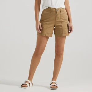Lee Ultra Lux Comfort Flex-to-Go Relaxed Cargo Shorts Womens 18 Tan Brown NEW - Picture 1 of 13