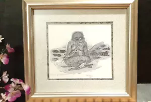 Monkey Ape gerahmter s/w Kunstdruck BARBARA JO WHITEHEAD Maryville TN gerahmt signiert - Bild 1 von 7