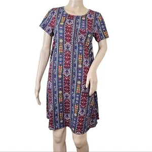 Lularoe Carly Striped Red Blue Yellow Dress XS - Picture 1 of 4