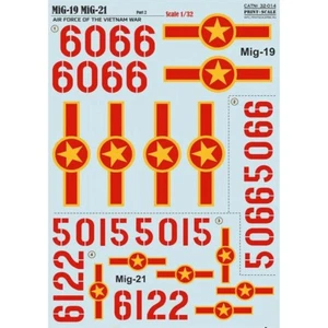 Print Scale 32-014 Decal for airplane 1:32 MIG19 MiG21 in Vietnam war Waterslide - Picture 1 of 24