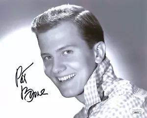Foto firmata a mano Pat Boone 8x10 cantante attore film immagine JSA #AN08622 - Foto 1 di 2