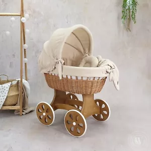 Stubenwagen, Bollerwagen Moseskorb Annabell, Bettbezug in der Farbe Beige - Bild 1 von 4