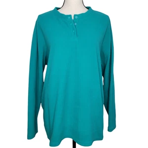 Lands End 2X 1/4 Snap Fleece Pullover Women's L/S Green Polartec Plus - Picture 1 of 8