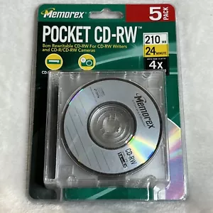MEMOREX Pocket CD-RW 210MB 24 MIN 4X Multi Speed 5 Pack - NEW - Picture 1 of 2
