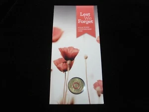 Australian 2015 Lest We Forget $2 Colour Coin Card Poppy Counterstamp . (SA04) - Picture 1 of 4