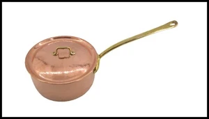 Pentola casseruola in rame martellato con coperchio da cucina per ristorante - Picture 1 of 4