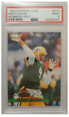 Tarjeta Stadium Club Brett Favre 1993 solo para miembros #210 clasificación PSA 9 tarjeta Foto 1 de 2