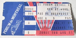 Vintage 1983 Ticket Stub MONTREAL FORUM * MEN AT WORK - Picture 1 of 2