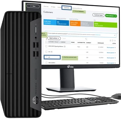 HP G6 Desktop PC Intel i7 10th, AMD Ryzen 32GB Ram, SSD 24" Built-in WiFi Win 11 - Image 1 of 4