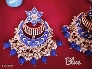 Ethnic Indian Meenakari Floral Earrings/Wedding Hoop Earrings/Bollywood Earrings - Picture 1 of 12